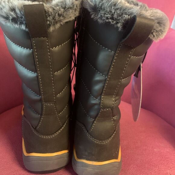 Aquatherm Womens Size 6 Cold Weather Boots Black Faux Fur Waterproof Anti Slip - Picture 8 of 9